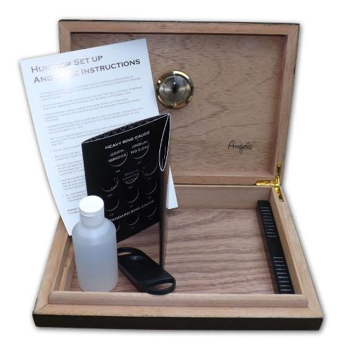 SALE - SLIGHT SECONDS - Angelo Gloss Black Cigar Humidor - 20 Cigar Capacity